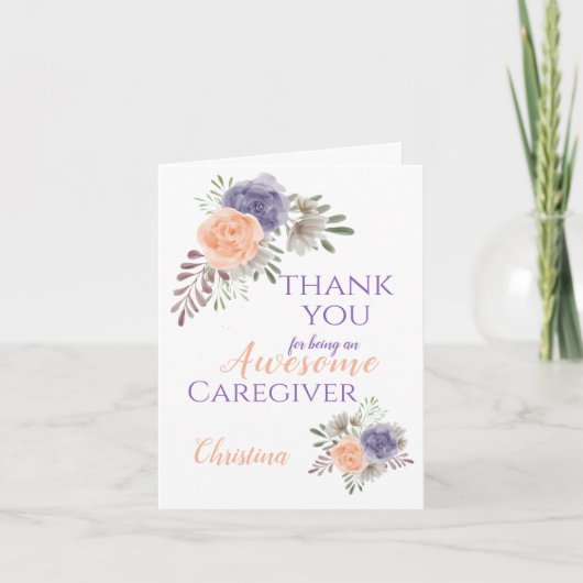 Caregiver Appreciation Floral Personalized Bedankkaart (Voorkant)