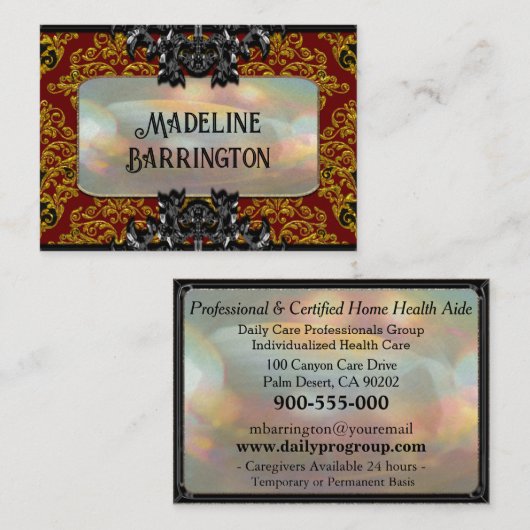 Caregiver Service Ruby Elegant Visitekaartje (Voorkant / Achterkant)