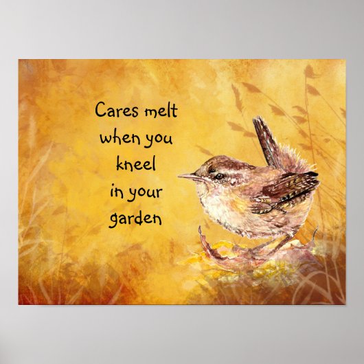 Cares smelt als je knielt in je tuin. poster (Voorkant)