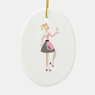 Carhop Girl Keramisch Ornament