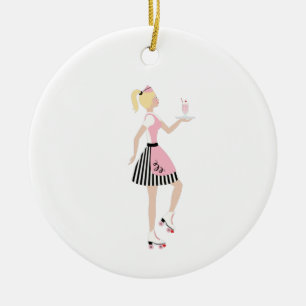 Carhop Girl Keramisch Ornament