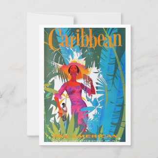 Caribbean Airlines Travel Retro Geïnspireerd Briefkaart