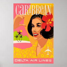Caribbean Art Print Delta Airlines Travel Poster
