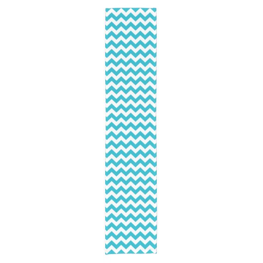 Caribbean Blue Chevron Korte Tafelloper (Voorkant)