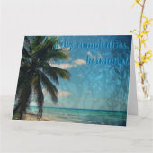 Caribbean Blue Feliz Cumpleanos Hermana Verjaardag Kaart (Gele Bloem)