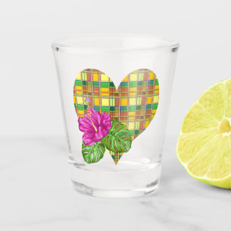 Caribbean Colorful Fabric Madras Tartan Shot Glas