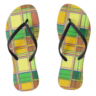 Caribbean Colorful Fabric Madras Tartan Teenslippers