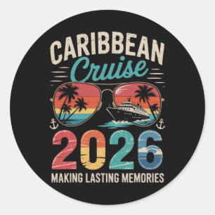 Caribbean Cruise 2026 Vakantie reis bij familie Ronde Sticker