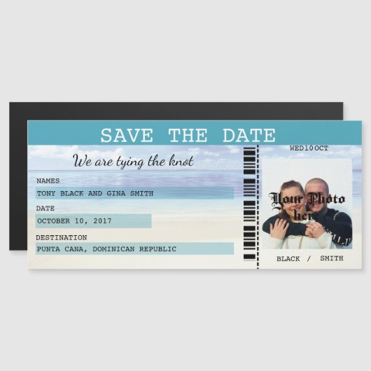 Caribbean Dreamz Wedding Save the Date Magnet (Devant / Derrière)