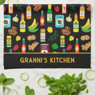 Caribbean Food Patterned Custom Name Theedoek