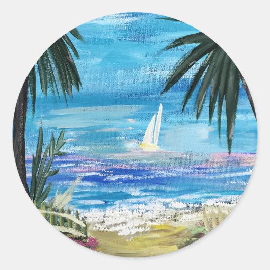 Caribbean Getaway   Ronde Sticker (Voorkant)