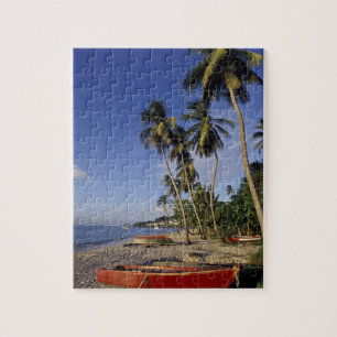 CARIBBEAN, Grenada, St. George, Boten op palmen Legpuzzel