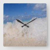 Caribbean Island Wave Love 2 Vierkante Klok (Voorkant)