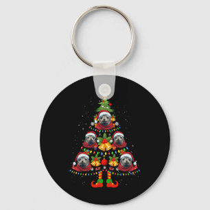 Caribbean Monk Seal Hond Santa Hoed Kerstboom X Sleutelhanger