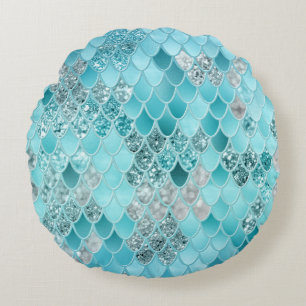 Caribbean Summer Mermaid Scales 1 Rond Kussen