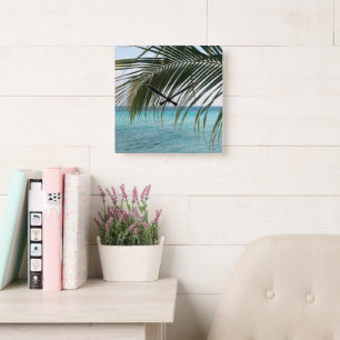 Caribbean Sunrise Ocean Palm 1 Vierkante Klok