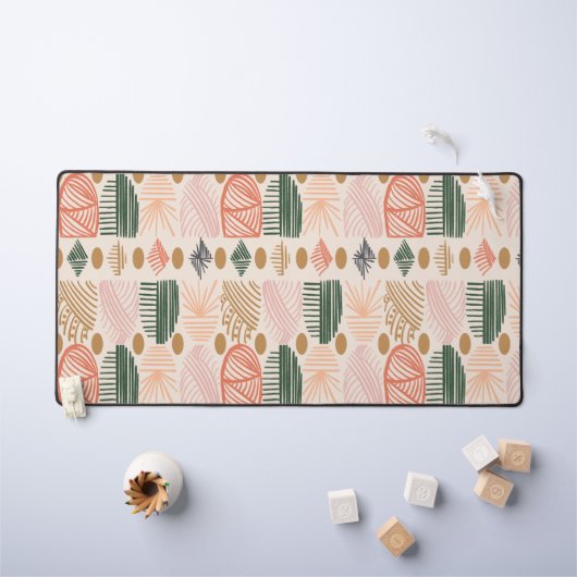 Caribbean Tribal Mudcloth: Boho Donkergroen, Roze Bureaumat (Kindertafel)