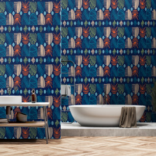 Caribbean Tribal Mudcloth: feestelijk blauw, Sinaa Behang