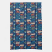 Caribbean Tribal Mudcloth: feestelijk blauw, Sinaa Theedoek (Verticaal)