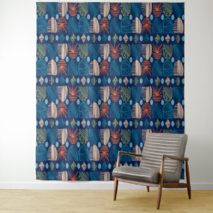 Caribbean Tribal Mudcloth: feestelijk blauw, Sinaa Wandkleed