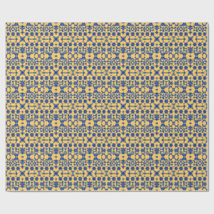 Caribisch Blau Gouden Tegel Motief Patroon Azulejo Cadeaupapier
