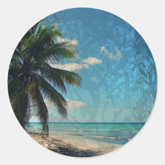 Caribisch blauw ronde sticker (Voorkant)