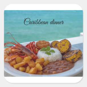 Caribisch diner vierkante sticker