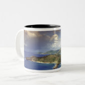 Caribisch gebied, Antigua. Tweekleurige Koffiemok (Voorkant links)