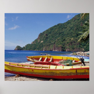 Caribisch gebied, BWI, St. Lucia, Zeilboten, Soufr Poster