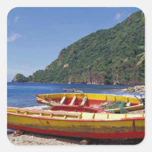 Caribisch gebied, BWI, St. Lucia, Zeilboten, Soufr Vierkante Sticker