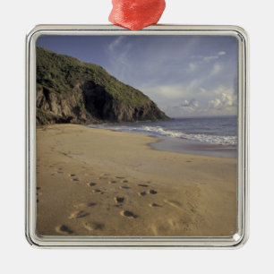 Caribisch gebied, St. Kitts. Voetsporen op Atlanti Metalen Ornament