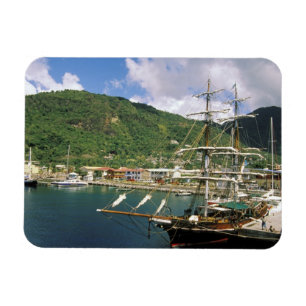Caribisch gebied, St. Lucia, Soufriere. Boten in Magneet