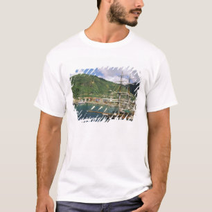 Caribisch gebied, St. Lucia, Soufriere. Boten in T-shirt