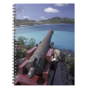 CARIBISCH, St. Barts, Connon mikkend op Baai van Notitieboek