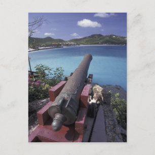 CARIBISCH, St. Barts, Kanon gericht op Baai van Briefkaart