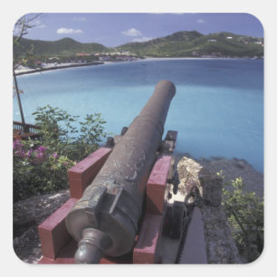 CARIBISCH, St. Barts, Kanon gericht op Baai van Vierkante Sticker