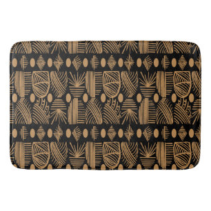 Caribisch Tribal Mudcloth: Zwart, Goud Badmat