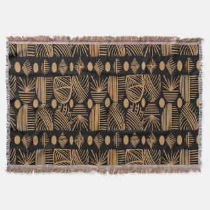 Caribisch Tribal Mudcloth: Zwart, Goud Deken