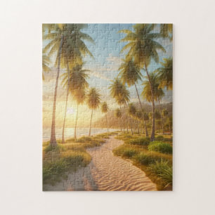Caribisch/tropisch/Hawaïaans strand zonsondergang Legpuzzel