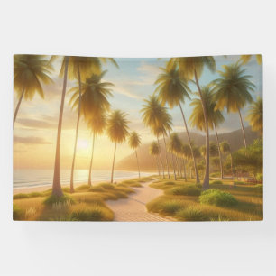 Caribisch/tropisch/Hawaïaans strand zonsondergang Spandoek