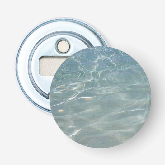 Caribische Abstracte waterblauwe Natuur Button Flesopener (Voorkant)