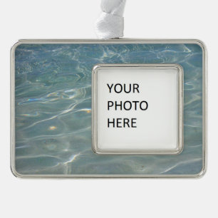 Caribische Abstracte waterblauwe Natuur Verzilverd Kader Ornament