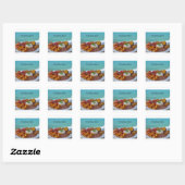 Caribische diner vierkante sticker (Vel)