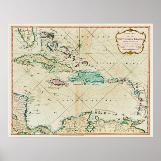  Caribische kaart (1795) Poster (Voorkant)