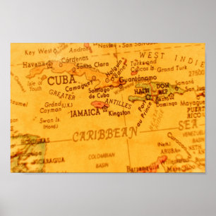 Caribische kaart Poster