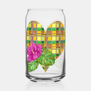 Caribische Kleurrijke Stof Madras Tartan Blikvorm Glas
