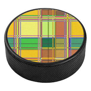 Caribische Kleurrijke Stof Madras Tartan Hockey Puck