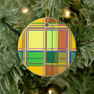 Caribische Kleurrijke Stof Madras Tartan Keramisch Ornament