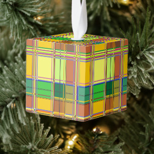 Caribische Kleurrijke Stof Madras Tartan Kubus Ornament