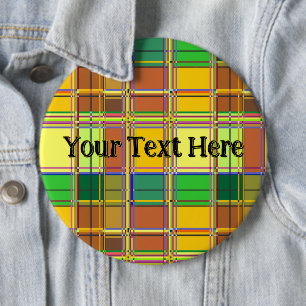 Caribische Kleurrijke Stof Madras Tartan Ronde Button 6,0 Cm